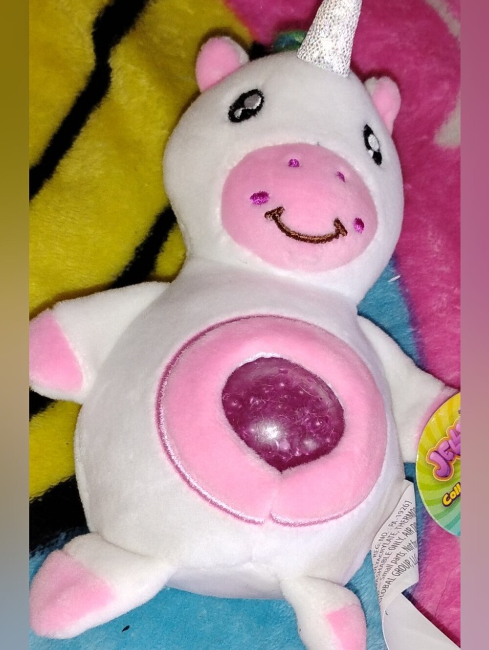 Kids' Plush Unicorn Sensory Squishy Toy - White & Pink